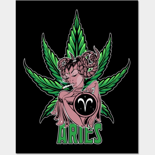 Aries Weed Shirt, Zodiac Cannabis, Aries Marijuana Shirt, Aries Gift, Aries Zodiac tee, Aries tee, zodiac birthday gift Wall Art by Moon Phase Design